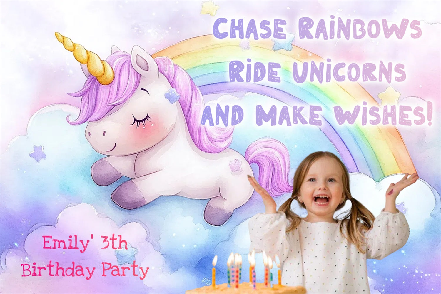 Custom Backdrop For Birthday Party Unicorn Dreamland Rainbow Backdrop UK CSH4-12