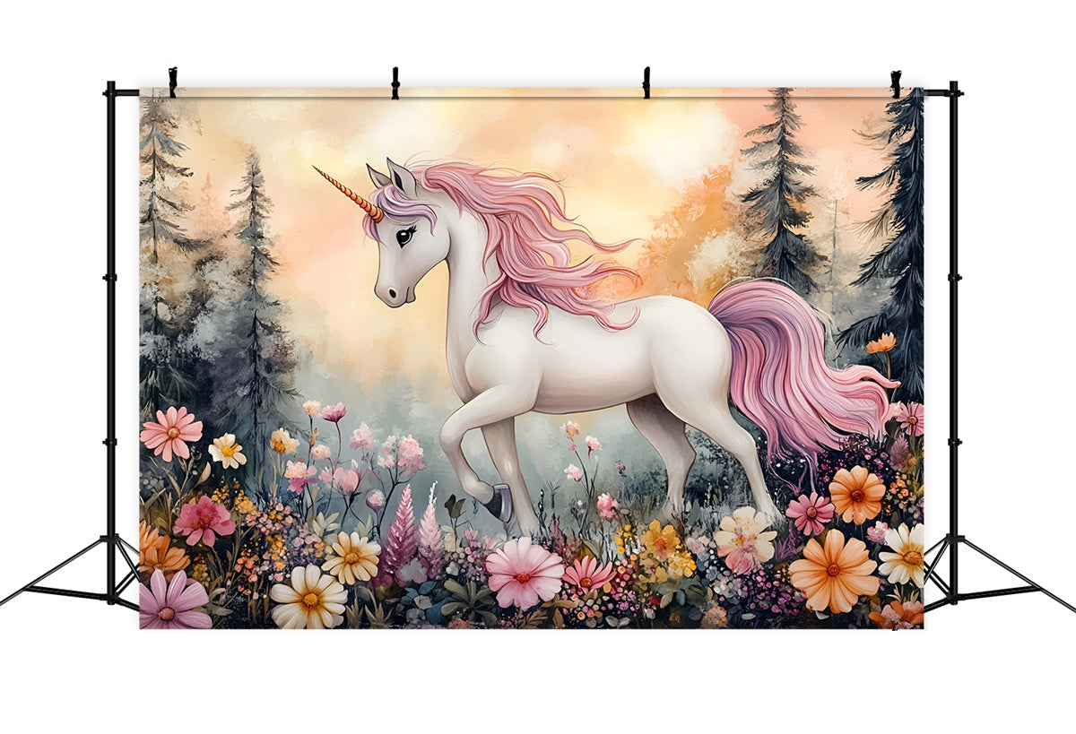 Fairy Tale Forest Backdrop Fantasy Unicorn Garden Backdrop UK CSH4-120