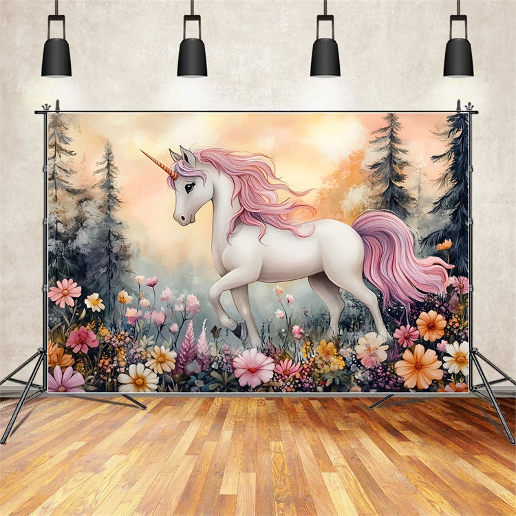Fairy Tale Forest Backdrop Fantasy Unicorn Garden Backdrop UK CSH4-120