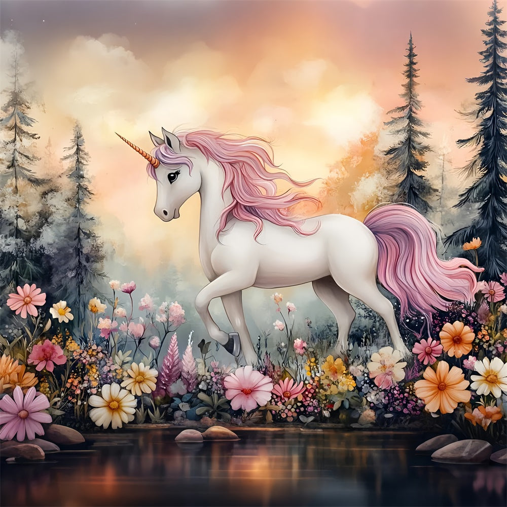 Fairy Tale Forest Backdrop Fantasy Unicorn Garden Backdrop UK CSH4-120