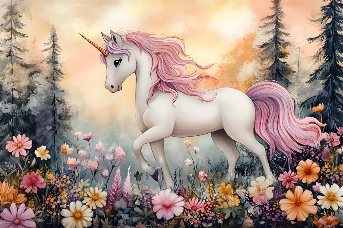 Fairy Tale Forest Backdrop Fantasy Unicorn Garden Backdrop UK CSH4-120