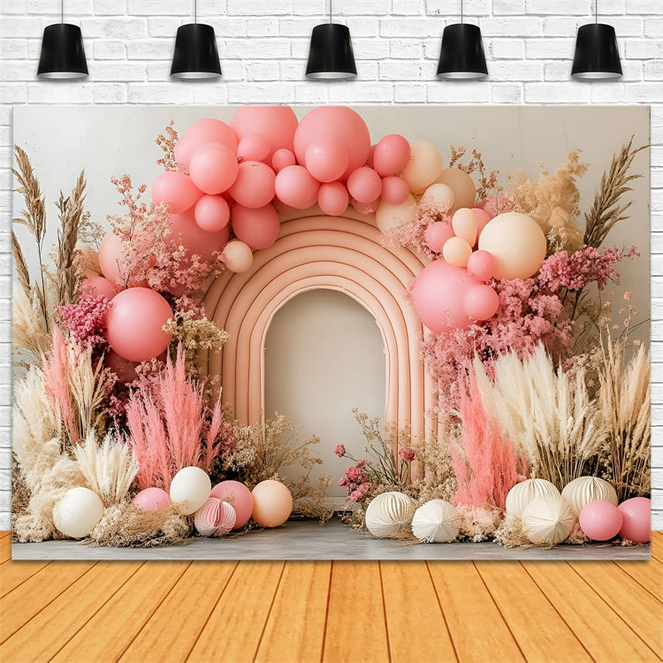 Boho Backdrop Arch Dried Floral Balloon Backdrop UK CSH4-124
