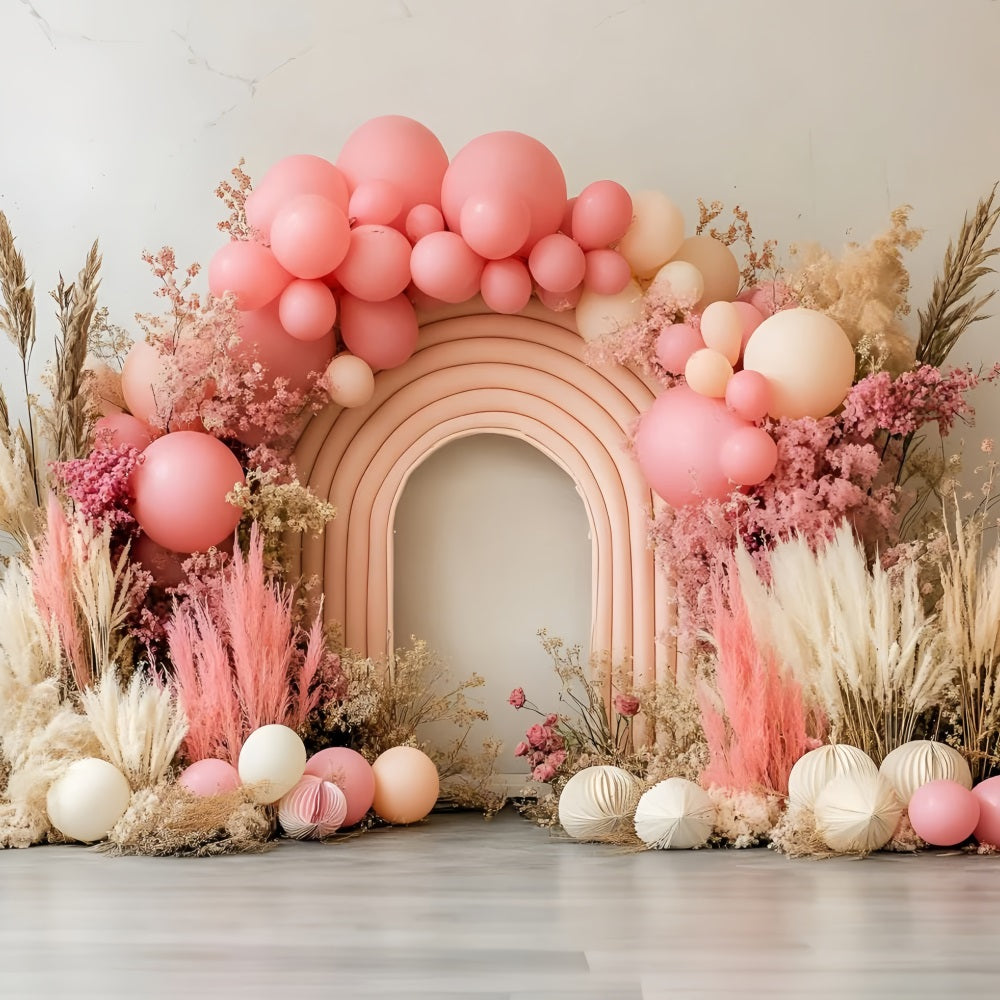 Boho Backdrop Arch Dried Floral Balloon Backdrop UK CSH4-124