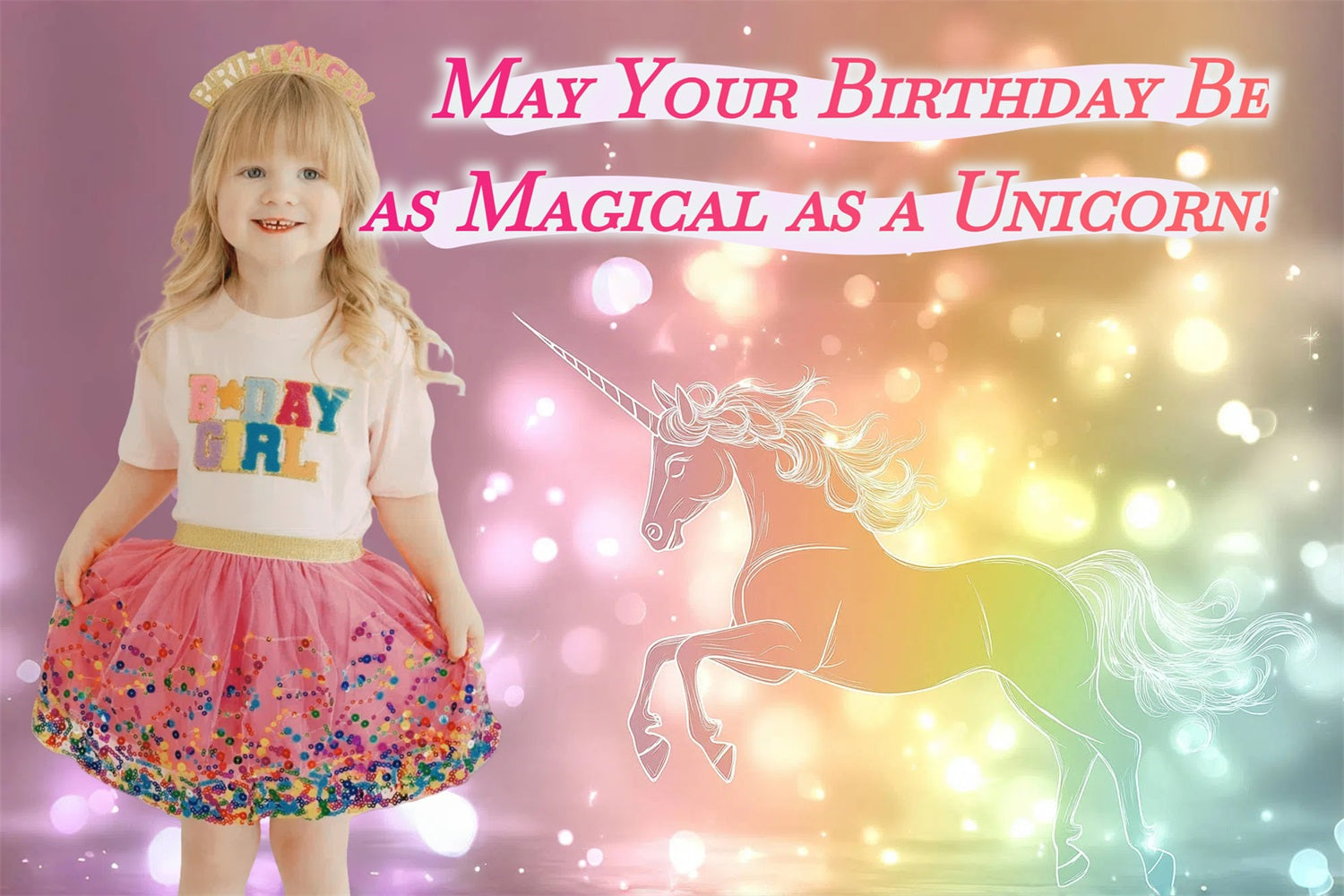 Personalized Backdrop For Birthday Party Magical Unicorn Backdrop UK CSH4-13