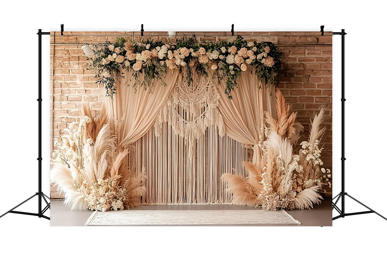 Bohemian Backdrop Macrame Pampas Garden Backdrop UK CSH4-133