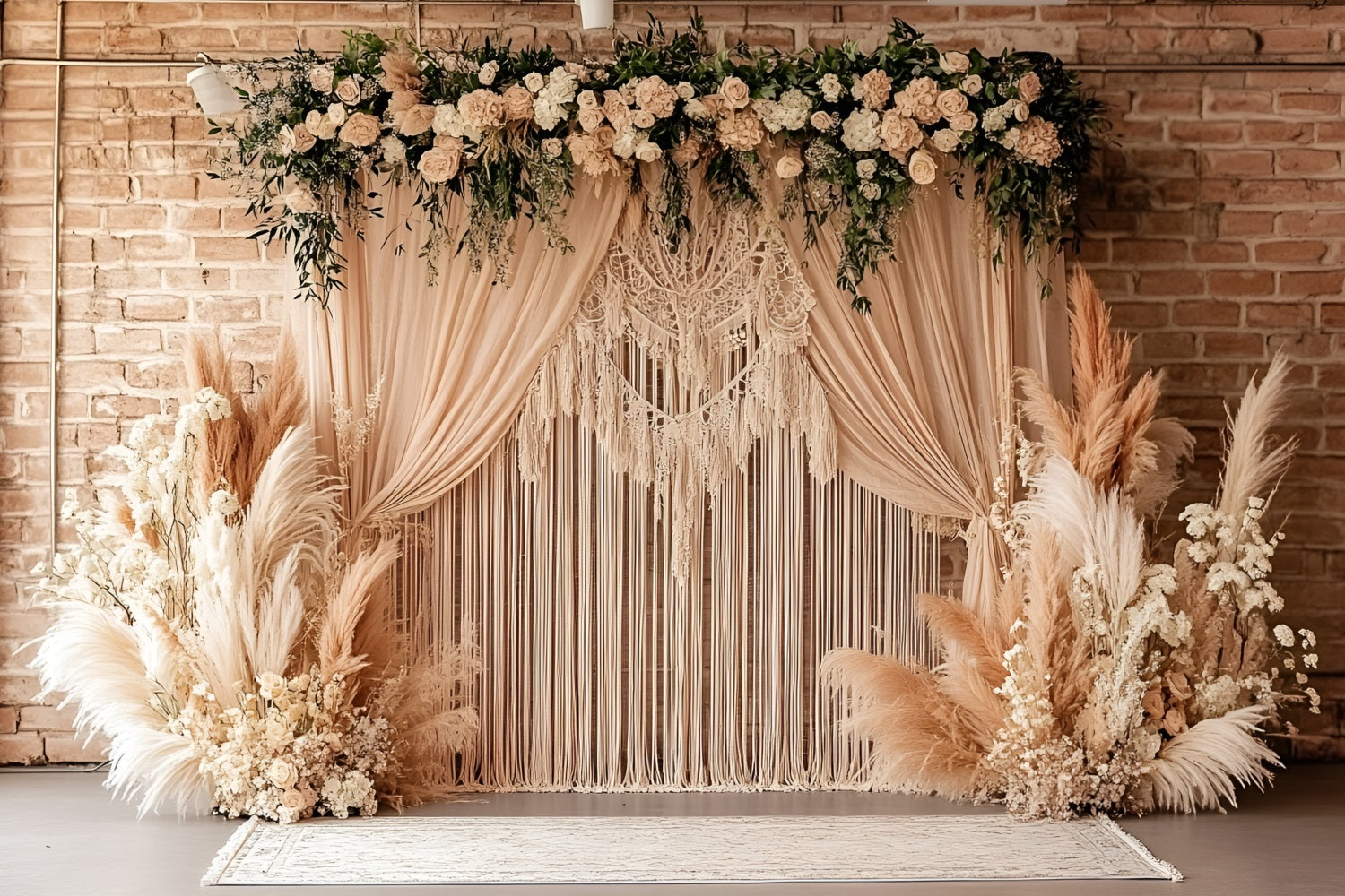 Bohemian Backdrop Macrame Pampas Garden Backdrop UK CSH4-133
