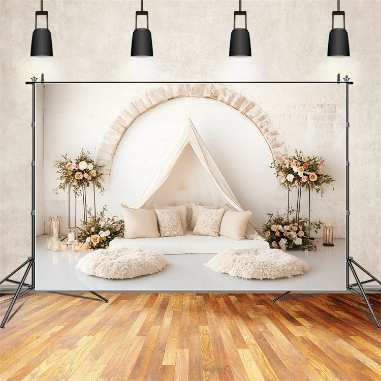 Boho Arch Backdrop Floral Tent Arch Backdrop UK CSH4-134