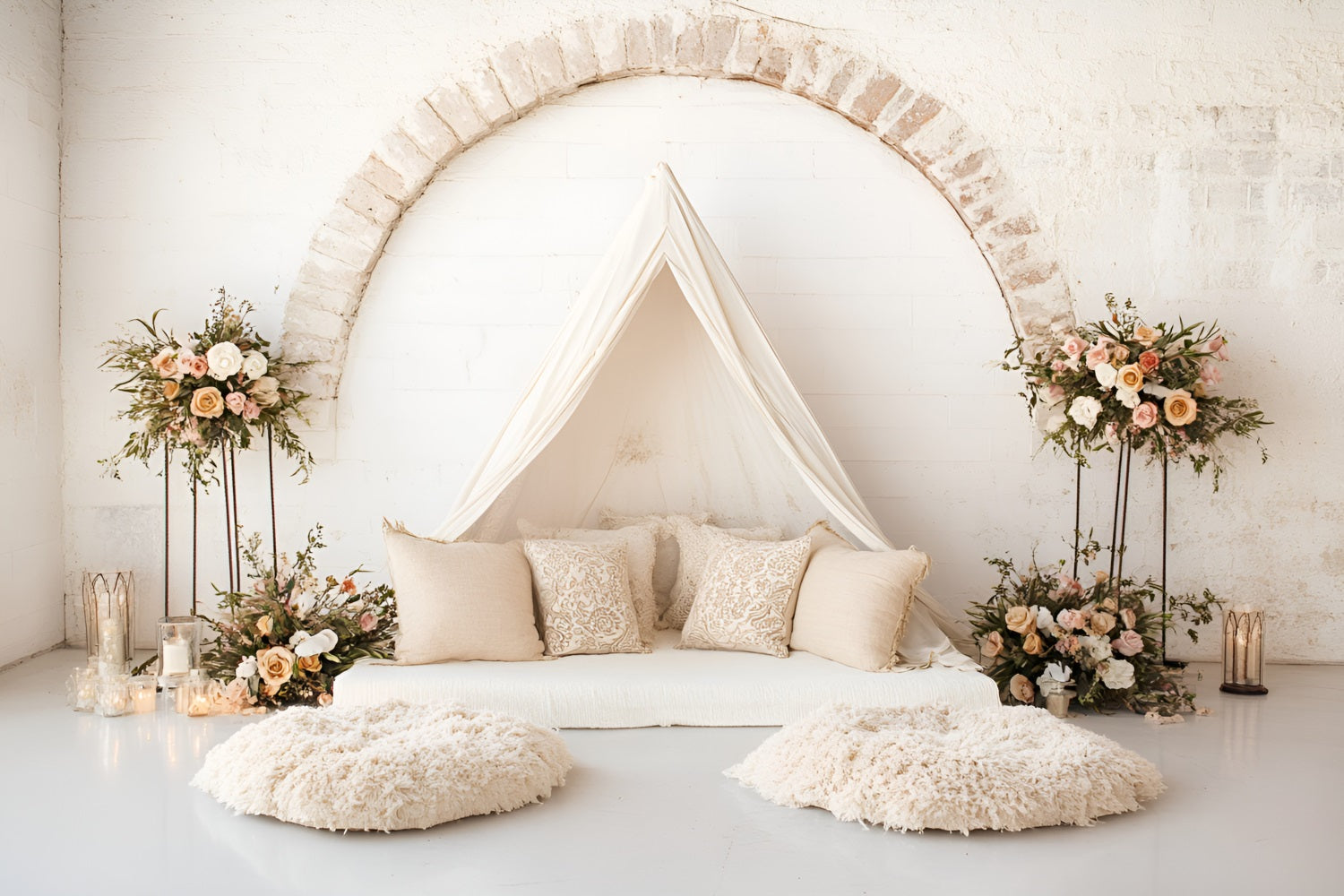 Boho Arch Backdrop Floral Tent Arch Backdrop UK CSH4-134