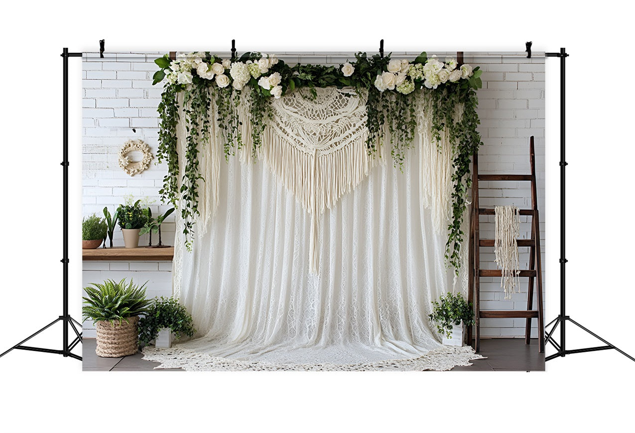 Boho Backdrop Draped Lace Flowers Backdrop UK CSH4-139