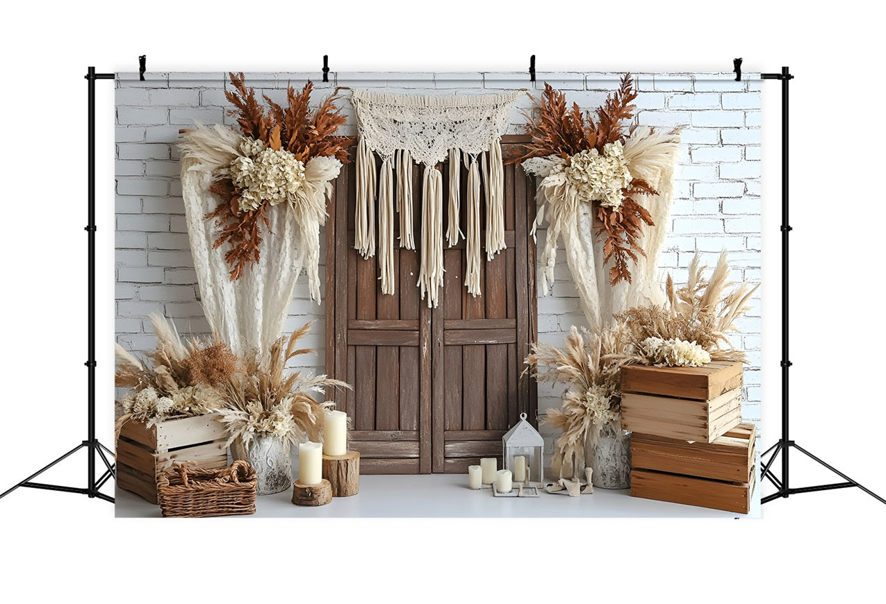 Boho Backdrop Ideas Dried Floral Wood Door Backdrop UK CSH4-142