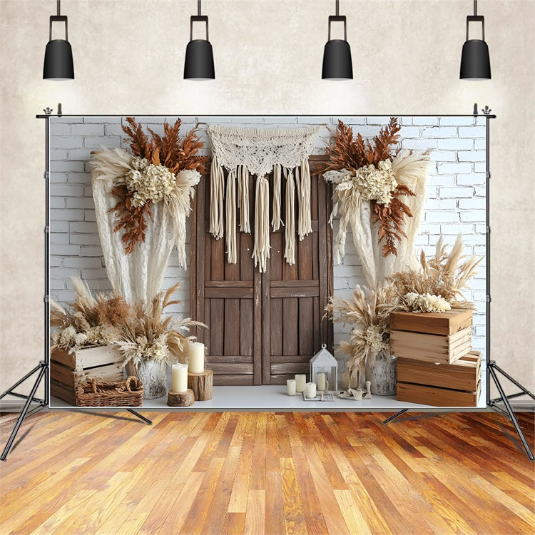 Boho Backdrop Ideas Dried Floral Wood Door Backdrop UK CSH4-142