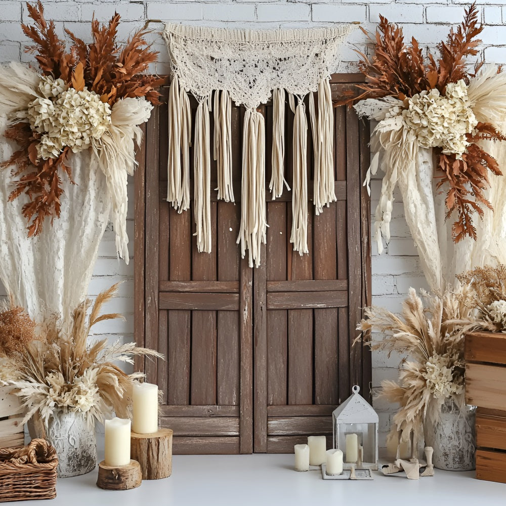 Boho Backdrop Ideas Dried Floral Wood Door Backdrop UK CSH4-142