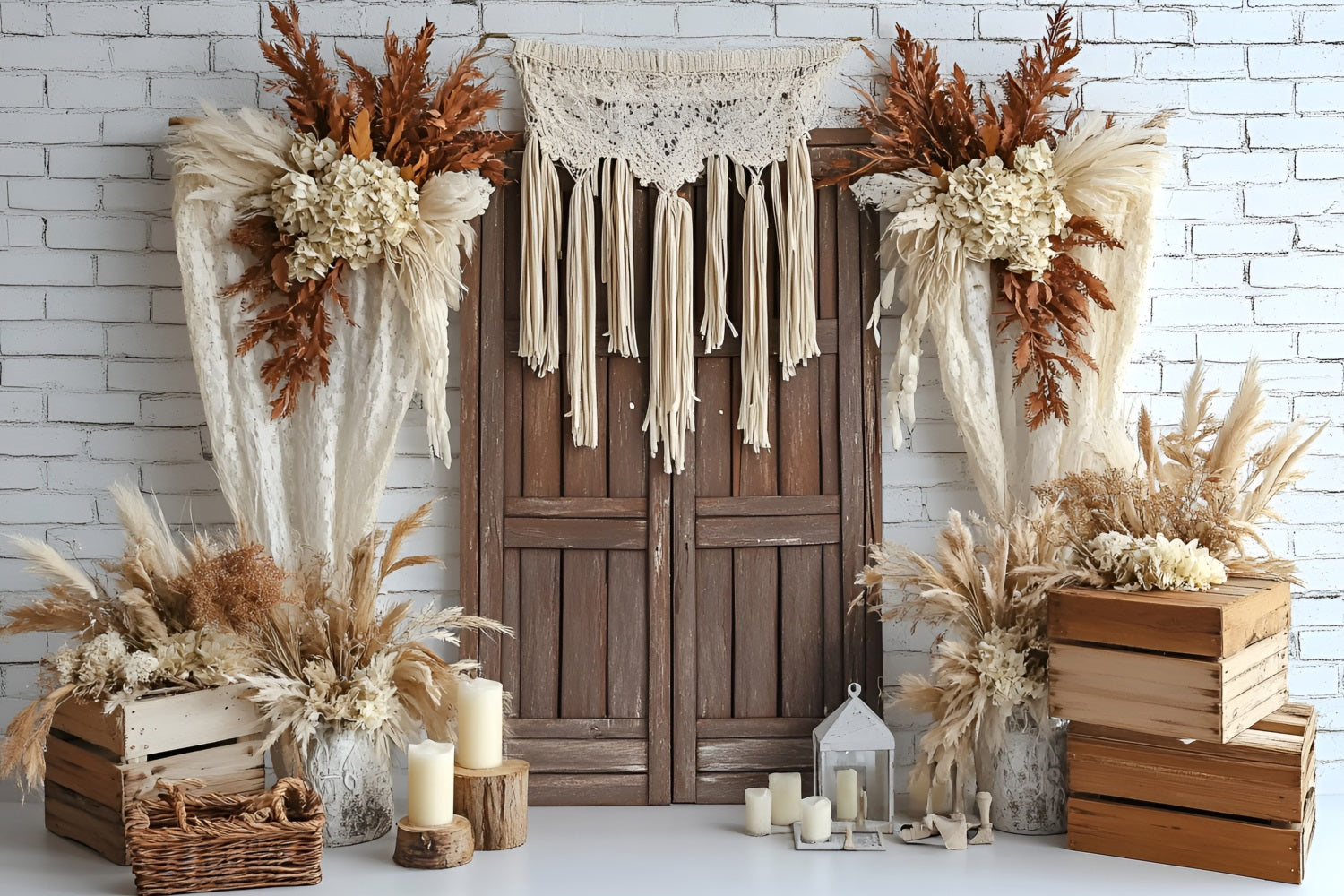 Boho Backdrop Ideas Dried Floral Wood Door Backdrop UK CSH4-142