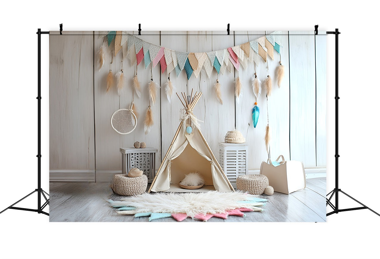 Boho Backdrops Feather Garland Kid Tent Backdrop UK CSH4-144