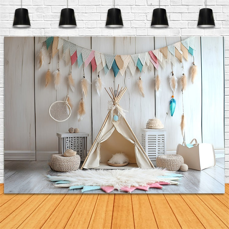Boho Backdrops Feather Garland Kid Tent Backdrop UK CSH4-144