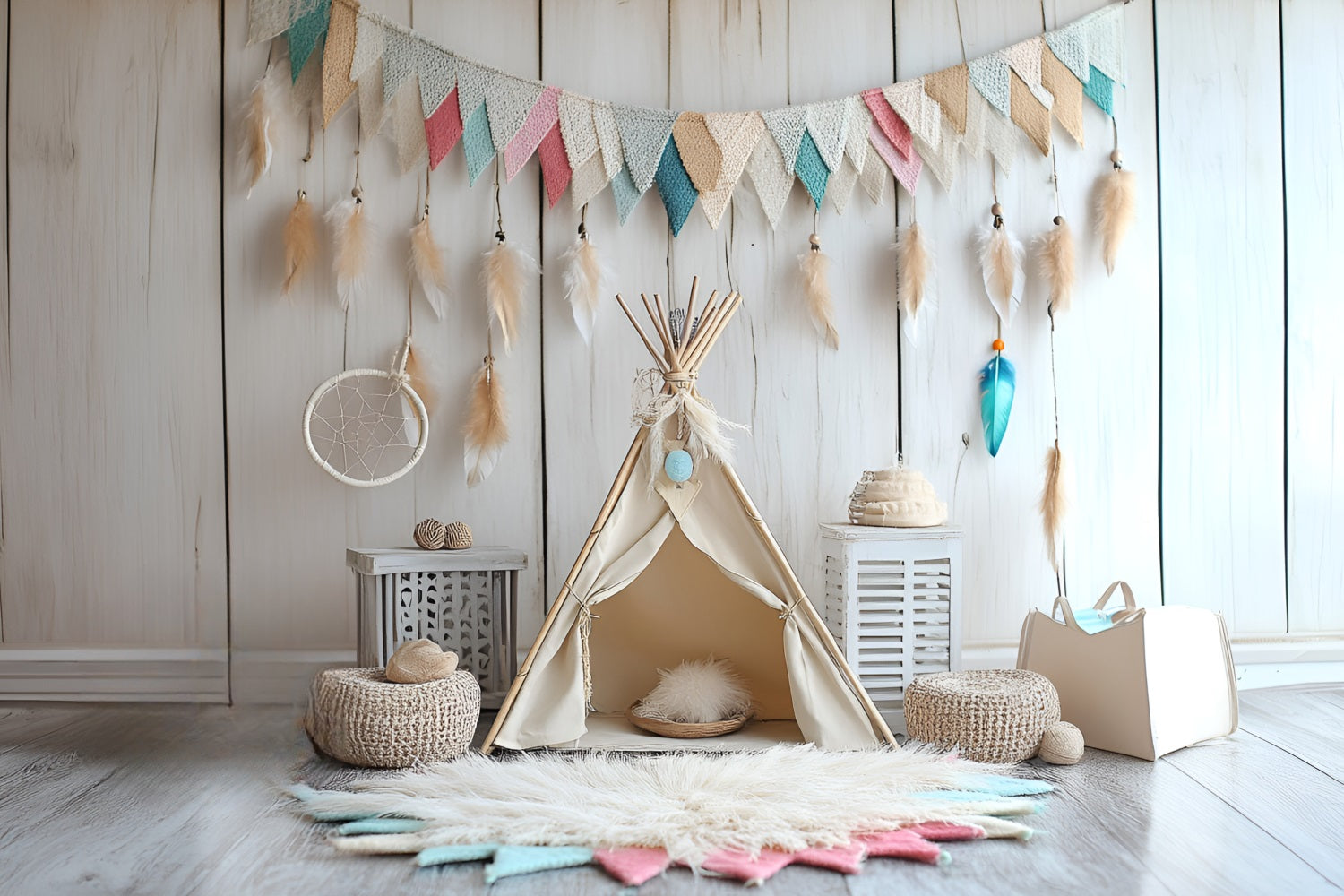 Boho Backdrops Feather Garland Kid Tent Backdrop UK CSH4-144