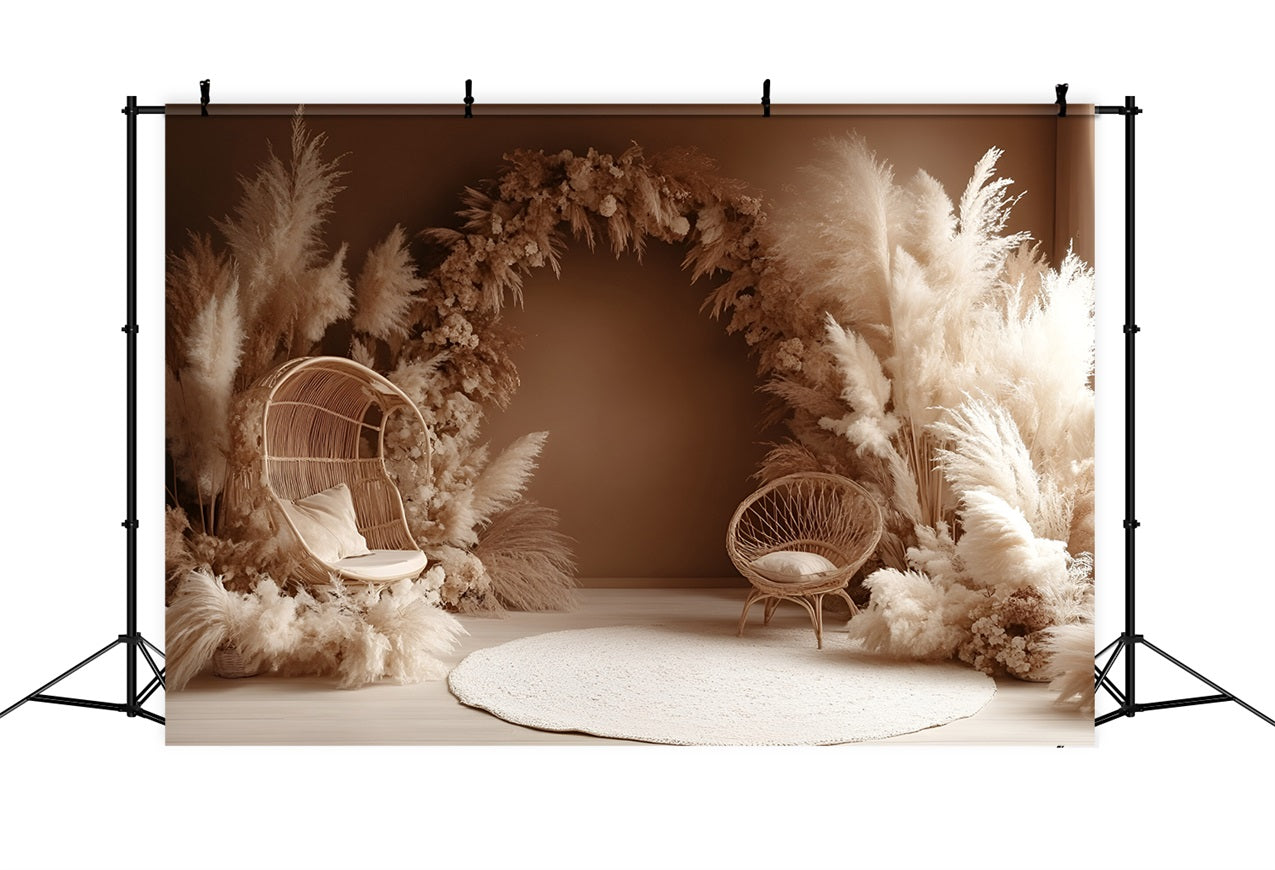 Boho Arch Backdrop Pampas Arch Chair Backdrop UK CSH4-146