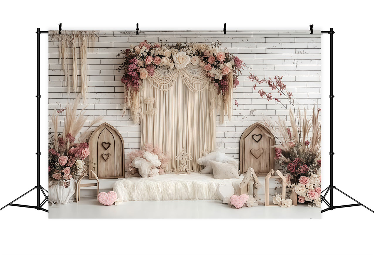 Boho Backdrop Ideas Macrame Curtain Flowers Backdrop UK CSH4-147
