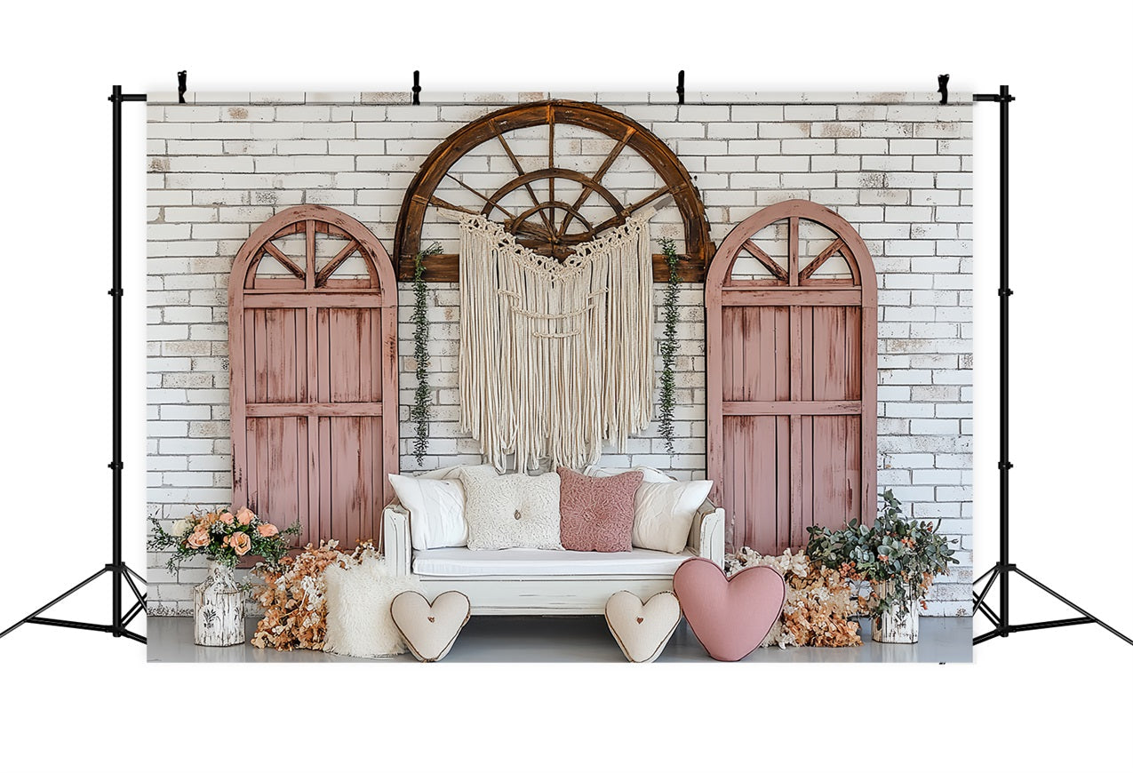 Boho Photography Backdrop Arch Window Sofa Love Backdrop UK CSH4-148