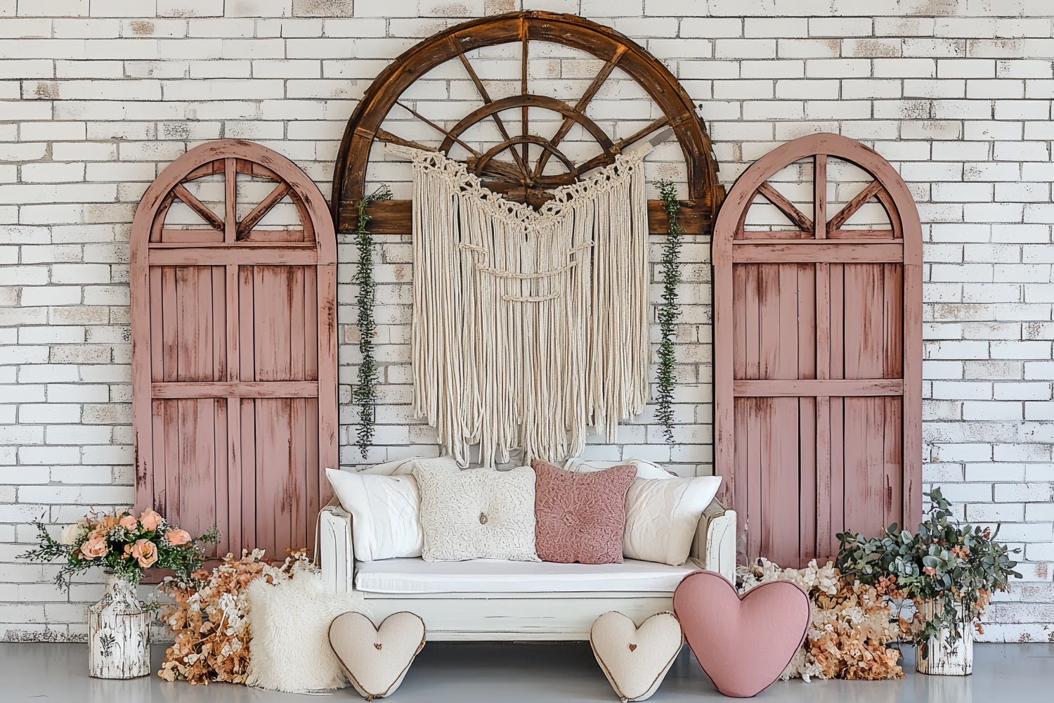 Boho Photography Backdrop Arch Window Sofa Love Backdrop UK CSH4-148