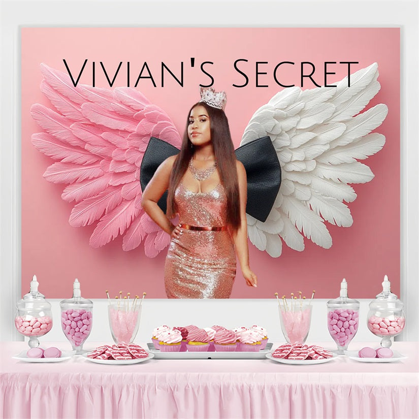 Personalized Backdrops For Birthday Diva Style Pink Wings Backdrop UK CSH4-15