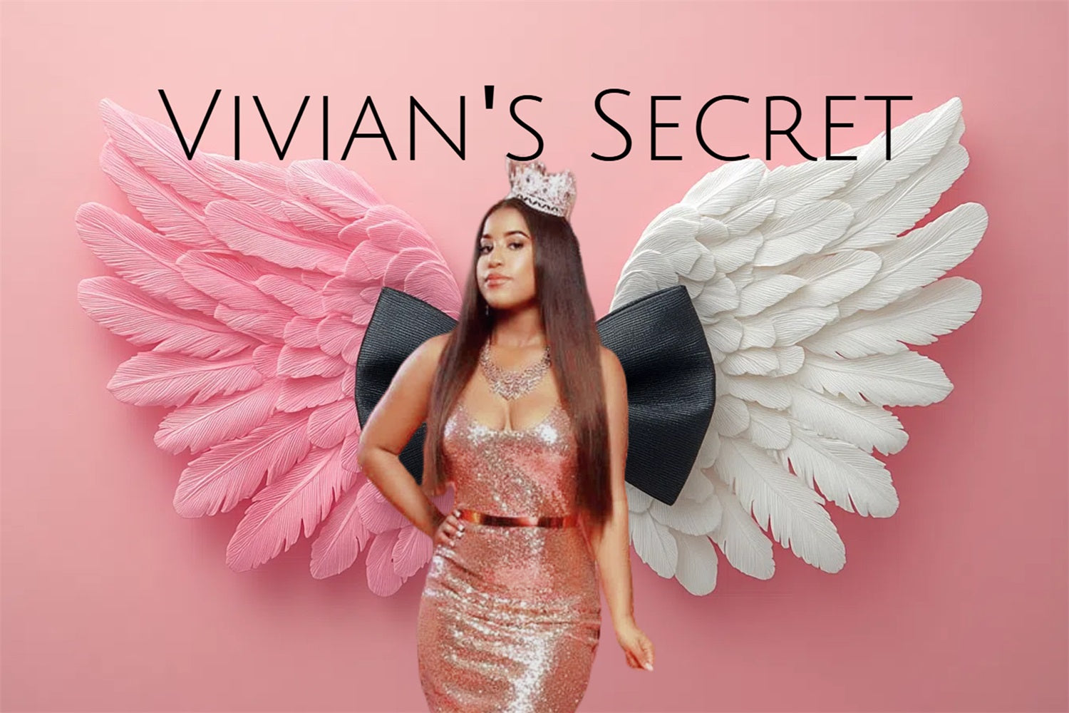 Personalized Backdrops For Birthday Diva Style Pink Wings Backdrop UK CSH4-15