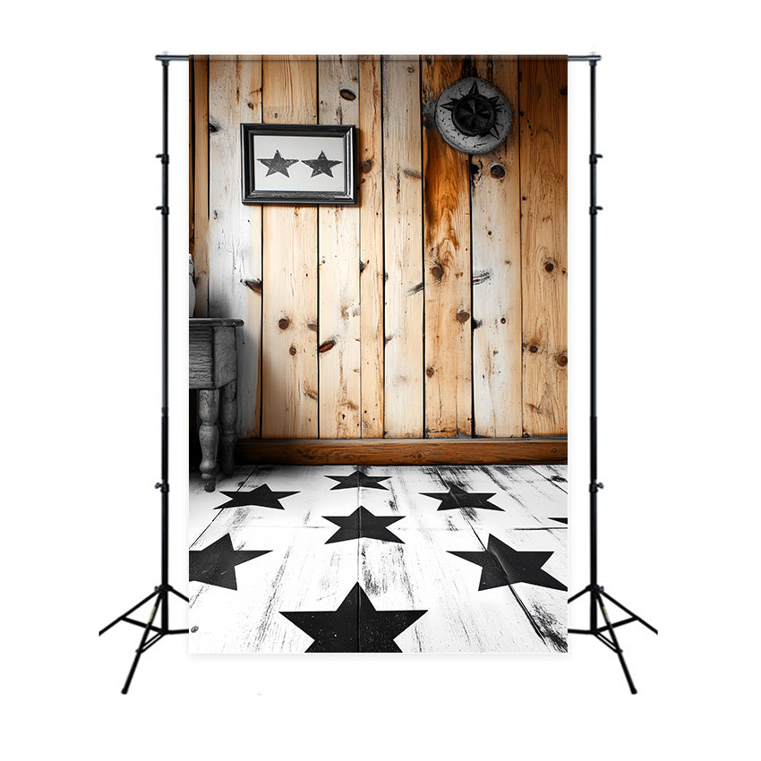 Portrait Photography Backdrops Cozy Wood Star Room Backdrop UK CSH4-175