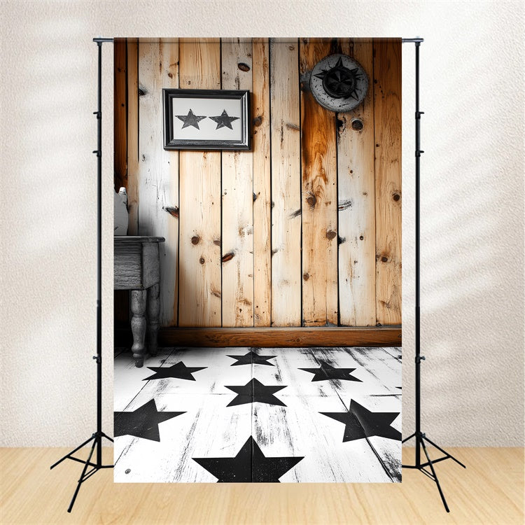 Portrait Photography Backdrops Cozy Wood Star Room Backdrop UK CSH4-175