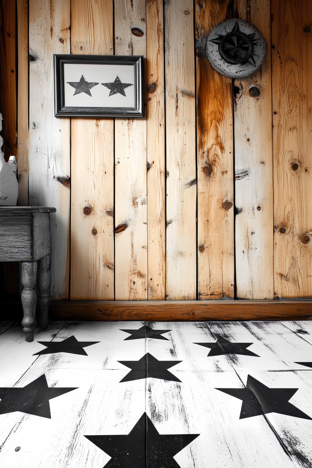 Portrait Photography Backdrops Cozy Wood Star Room Backdrop UK CSH4-175