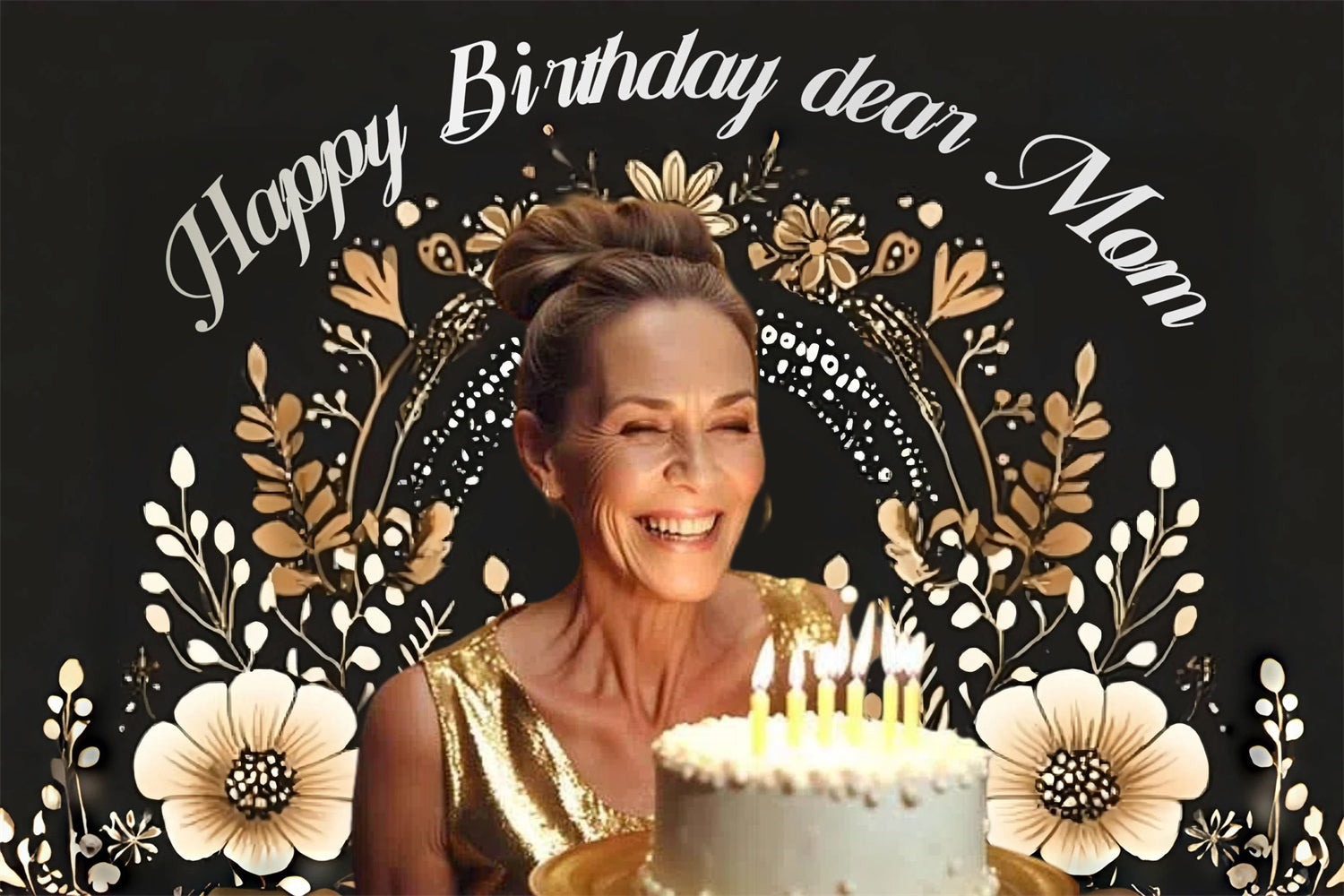 Personalized 40th Birthday Backdrop Floral Mom Backdrop UK CSH4-18