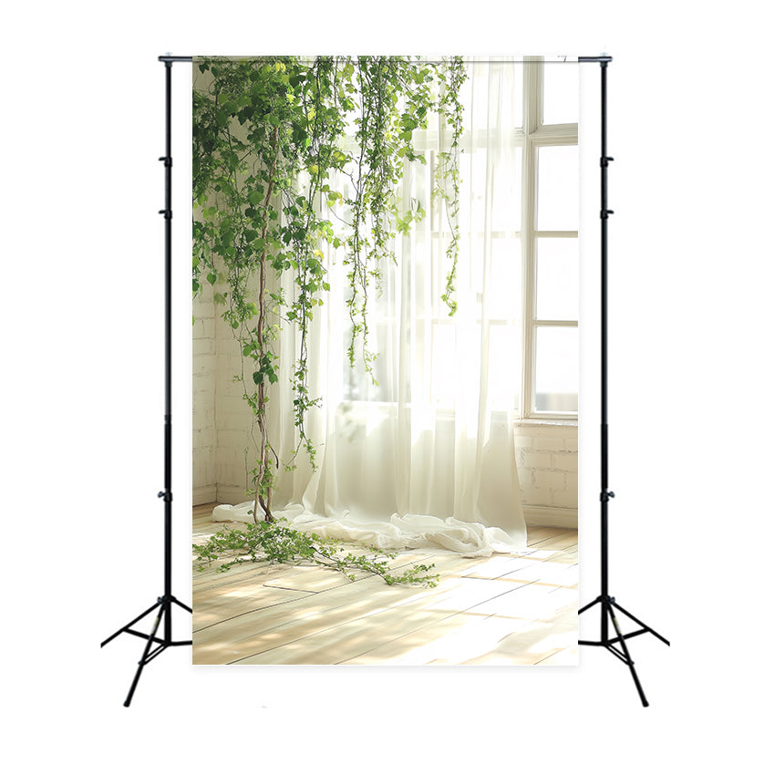 Portrait Studio Backdrops Green Vines Soft Curtain Backdrop UK CSH4-184