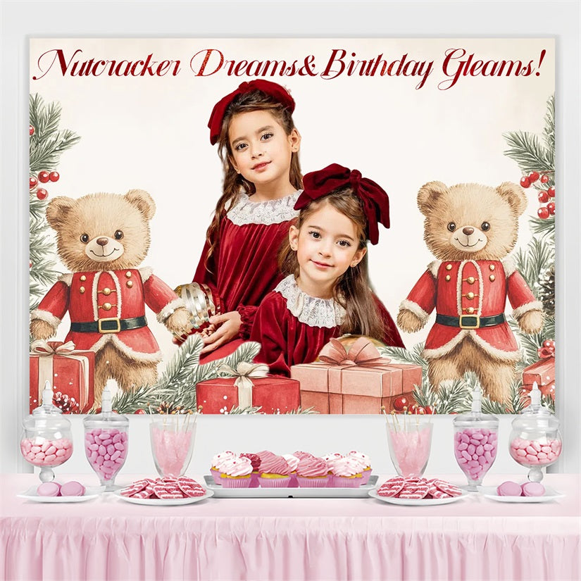 Christmas Birthday Backdrop Nutcracker Christmas Bears Customized Backdrop UK CSH4-20