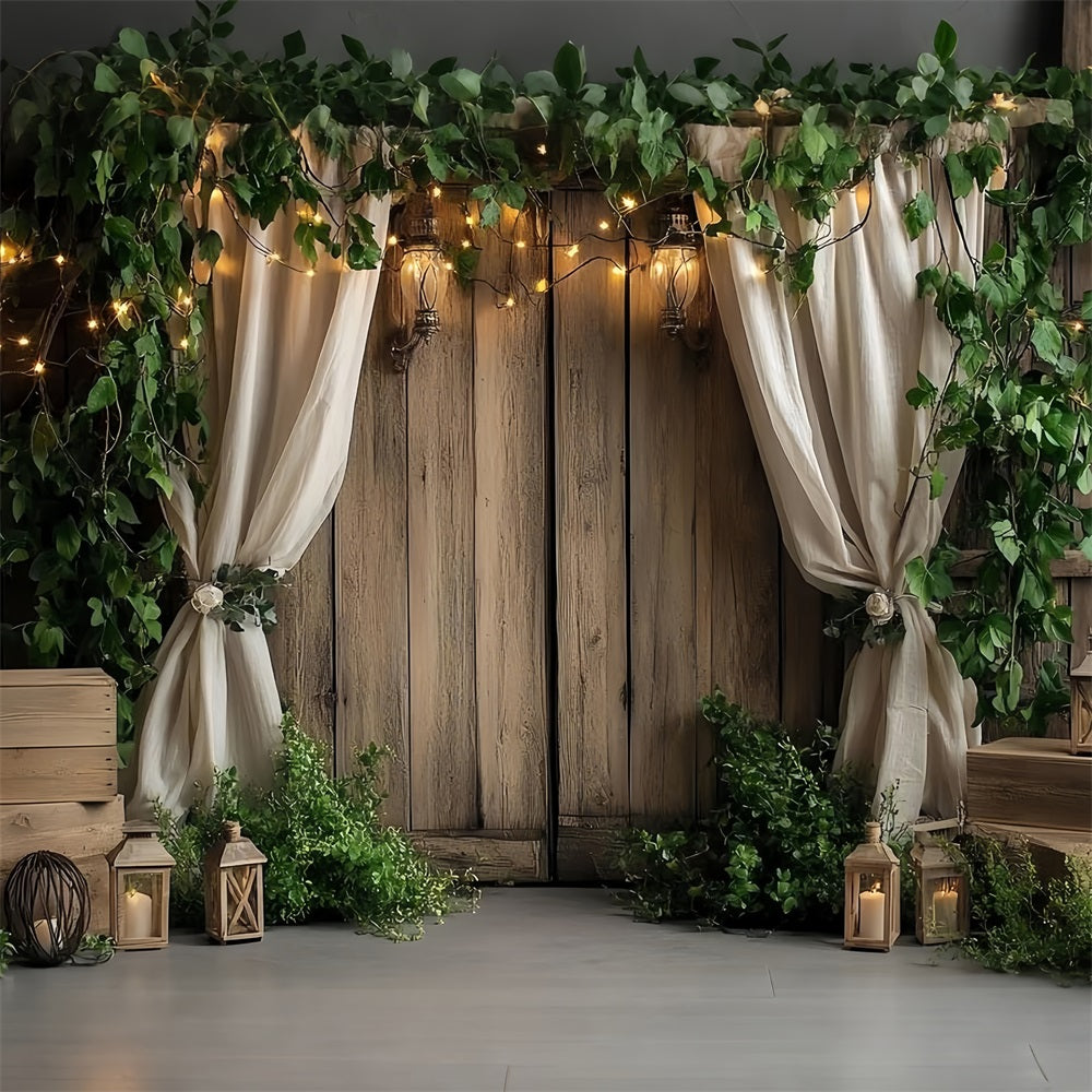Barn Door Backdrop Ivy Wooden Lantern Backdrop UK CSH4-207