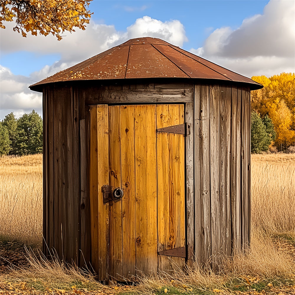Wooden Barn Backdrop Countryside Autumn Round Backdrop UK CSH4-208