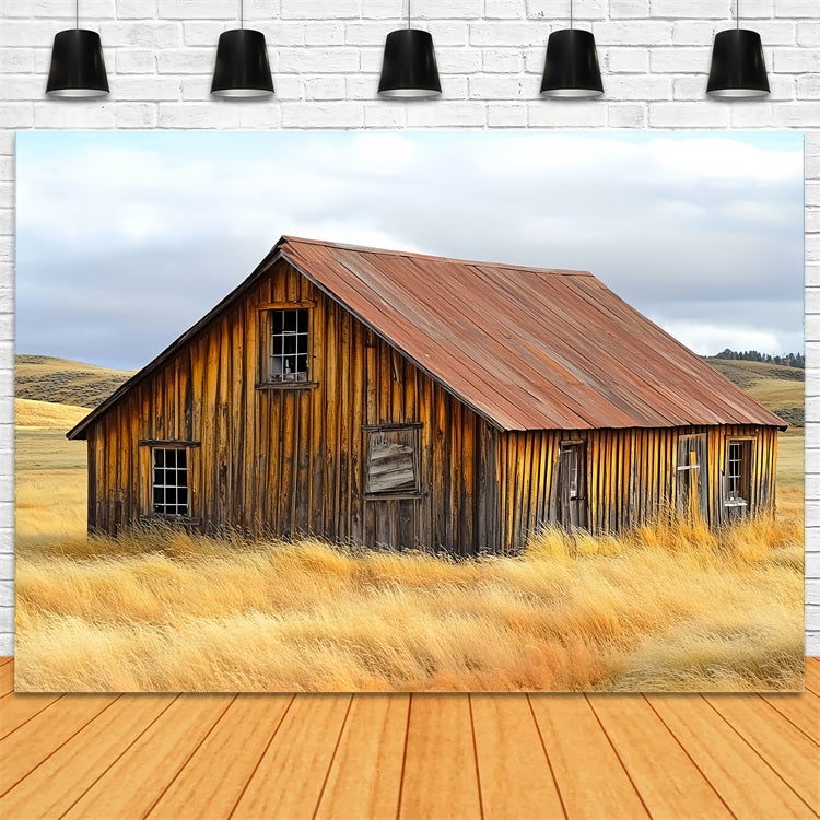 Barn Backdrops Weathered Farmhouse Rustic Landscape Backdrop UK CSH4-209