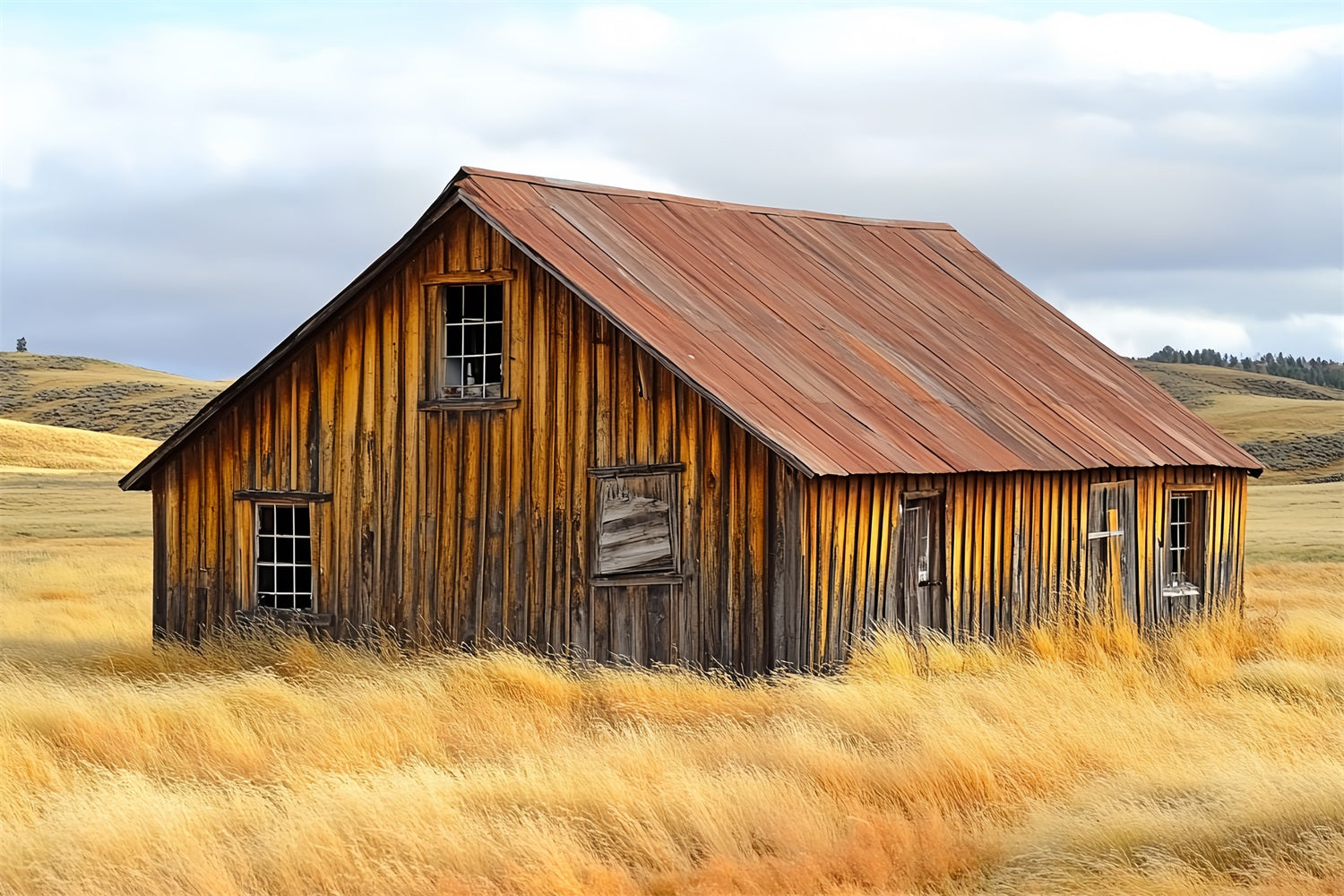Barn Backdrops Weathered Farmhouse Rustic Landscape Backdrop UK CSH4-209