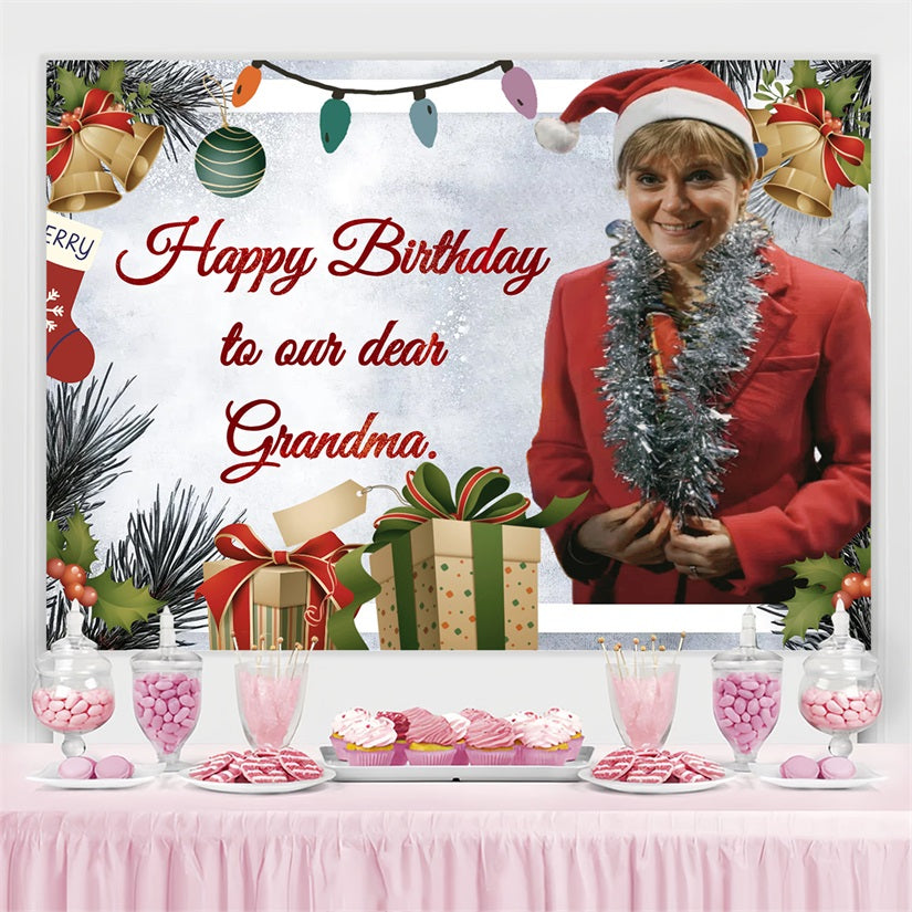 Personalized 60th Birthday Backdrop Grandma Christmas Gift Backdrop UK CSH4-21