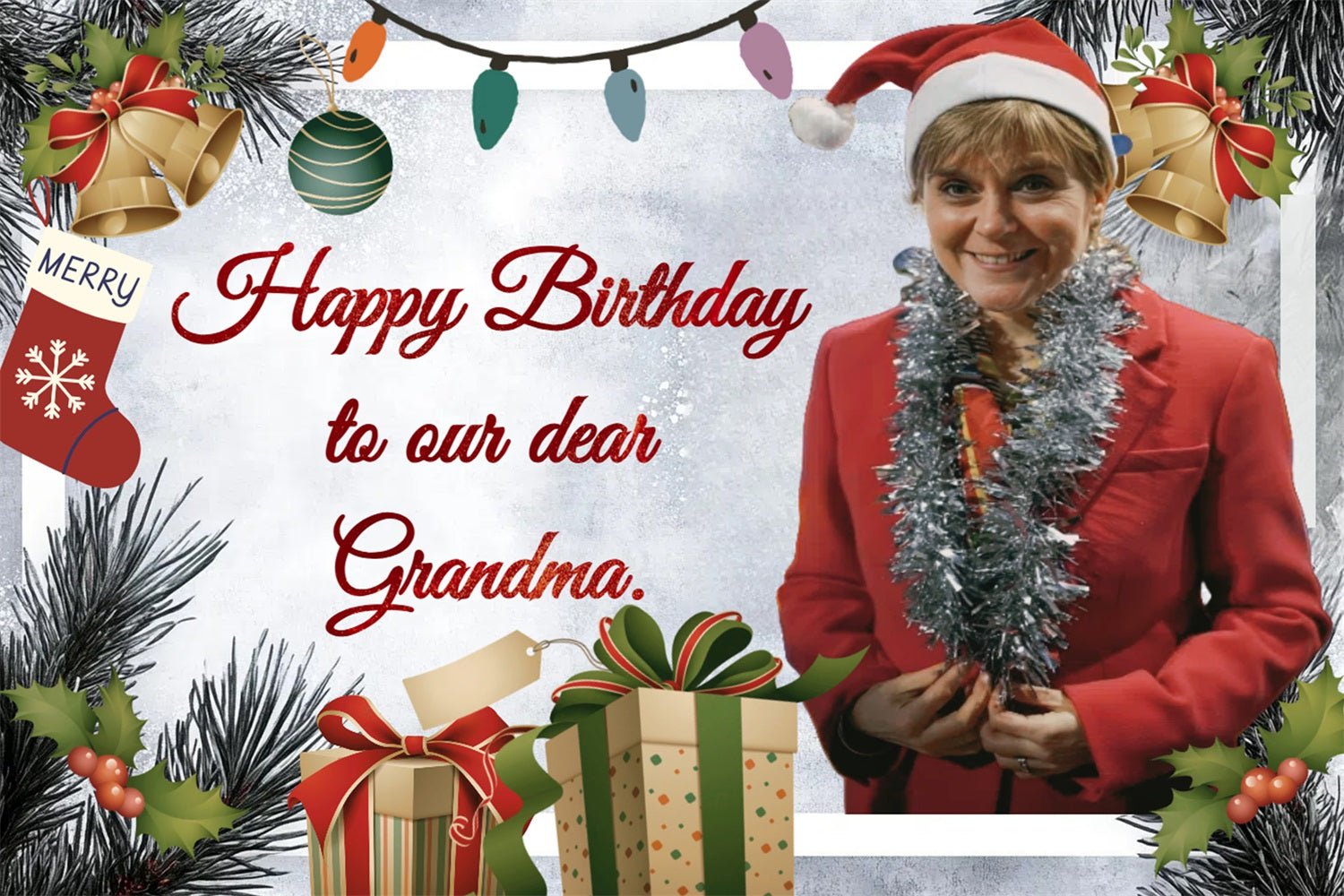 Personalized 60th Birthday Backdrop Grandma Christmas Gift Backdrop UK CSH4-21