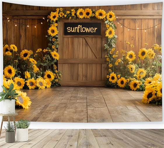 Wooden Barn Backdrop Farmhouse Sunflower Decor Backdrop UK CSH4-210