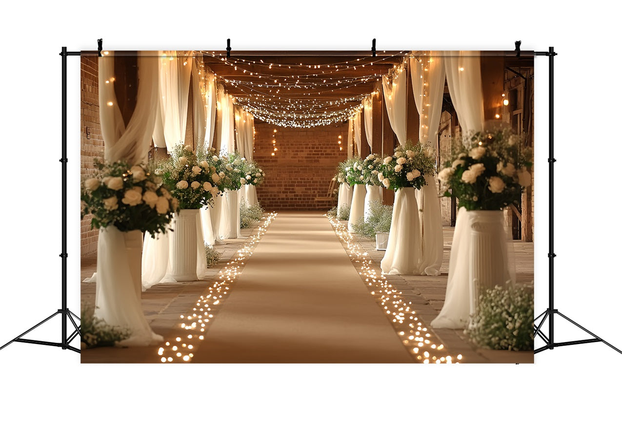 Boho Backdrops Barn Wedding Hallway Lighted Backdrop UK CSH4-215