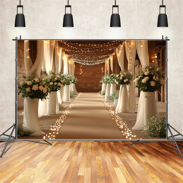 Boho Backdrops Barn Wedding Hallway Lighted Backdrop UK CSH4-215