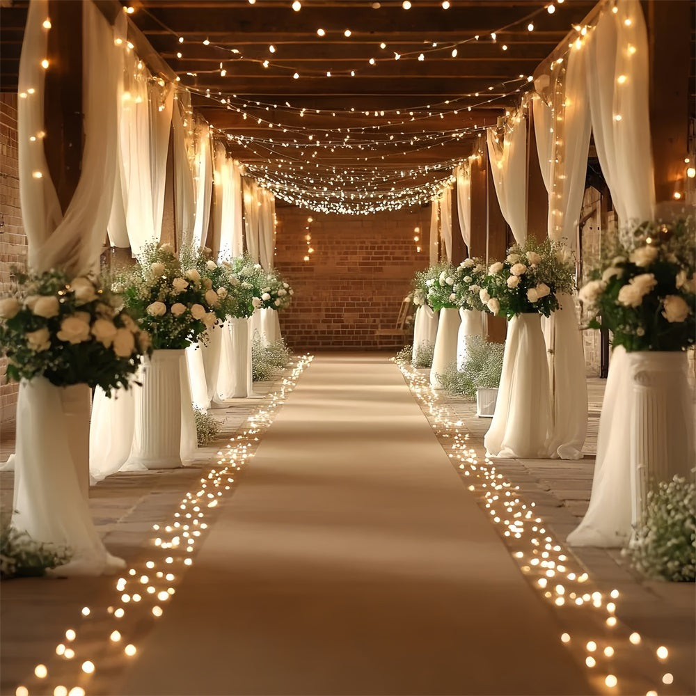 Boho Backdrops Barn Wedding Hallway Lighted Backdrop UK CSH4-215