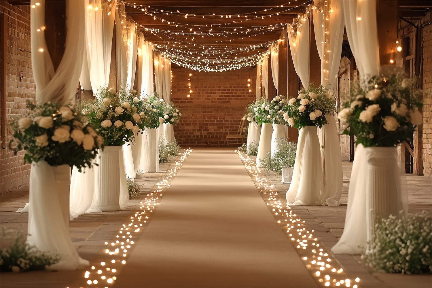 Boho Backdrops Barn Wedding Hallway Lighted Backdrop UK CSH4-215