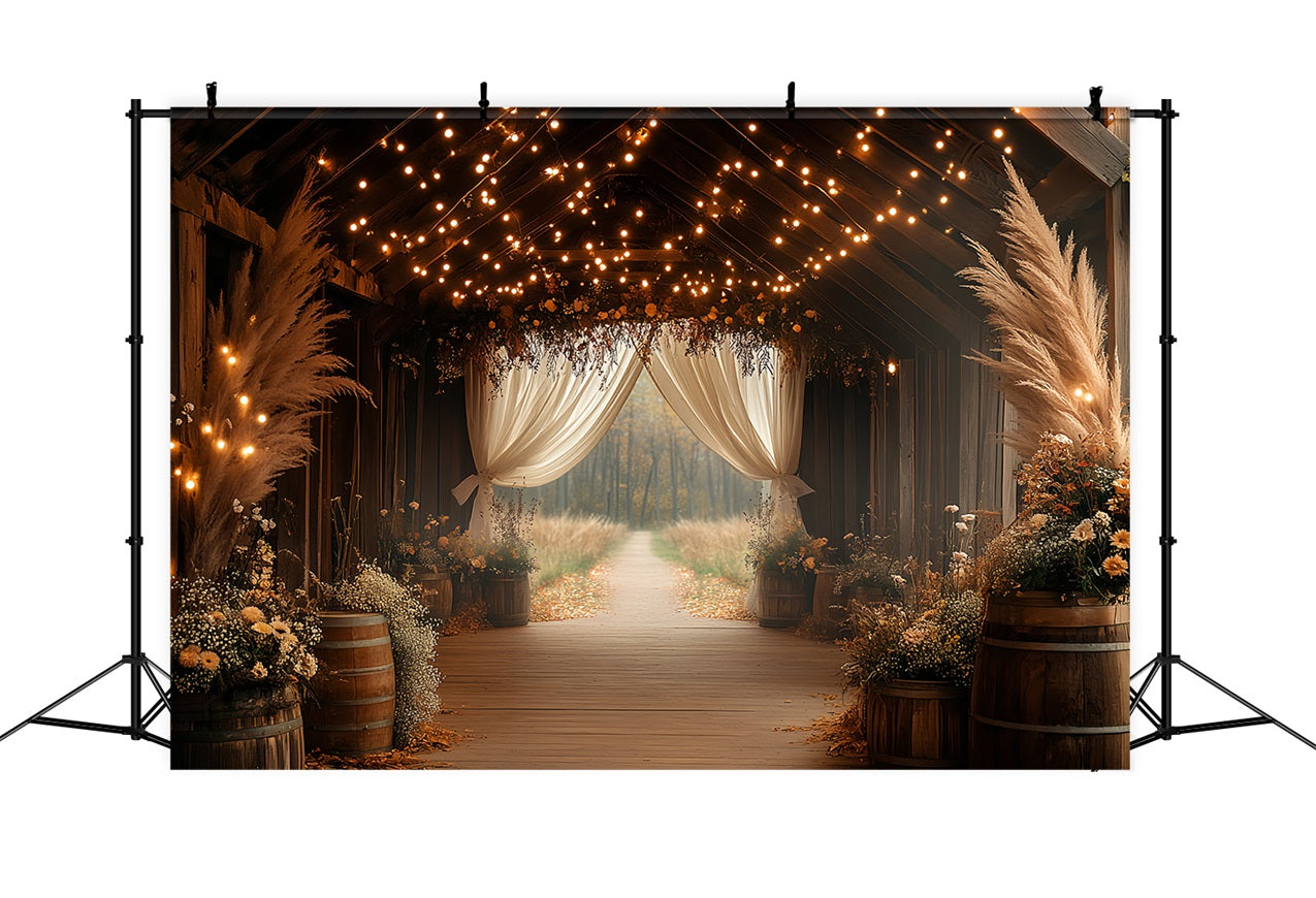 Boho Backdrop Pampas Flowers Barn Entrance Backdrop UK CSH4-216