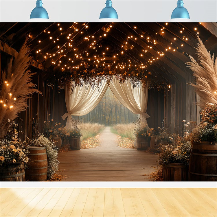 Boho Backdrop Pampas Flowers Barn Entrance Backdrop UK CSH4-216