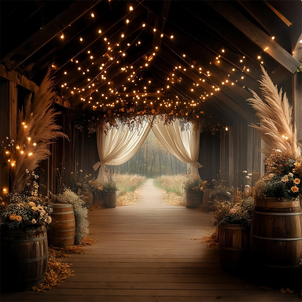 Boho Backdrop Pampas Flowers Barn Entrance Backdrop UK CSH4-216
