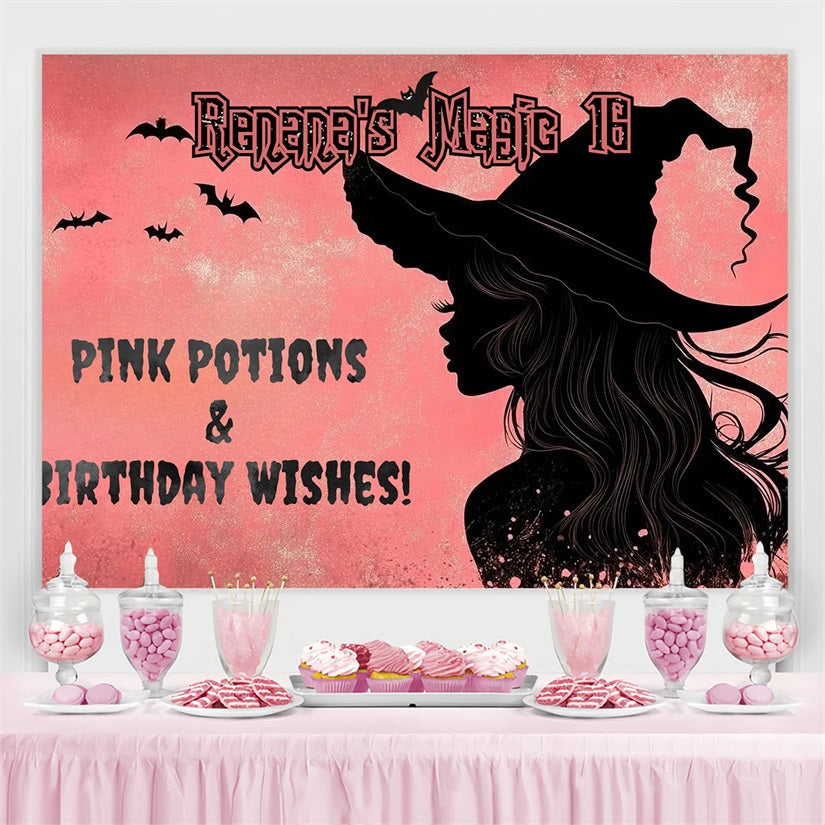 Birthday Backdrop Custom Pink Witch Hat Backdrop UK CSH4-22