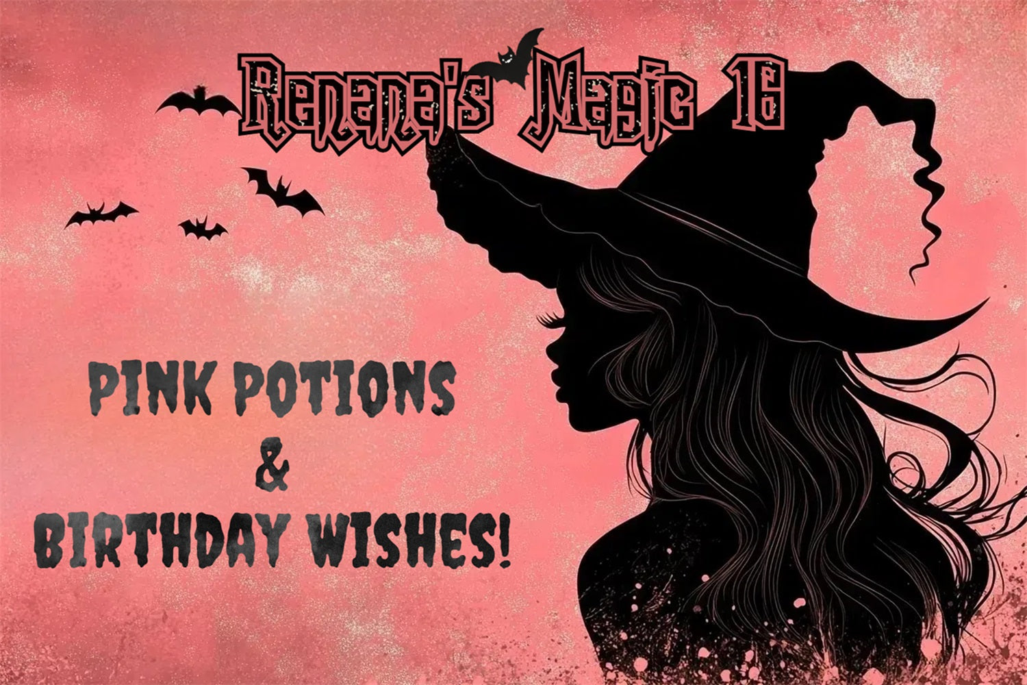 Birthday Backdrop Custom Pink Witch Hat Backdrop UK CSH4-22