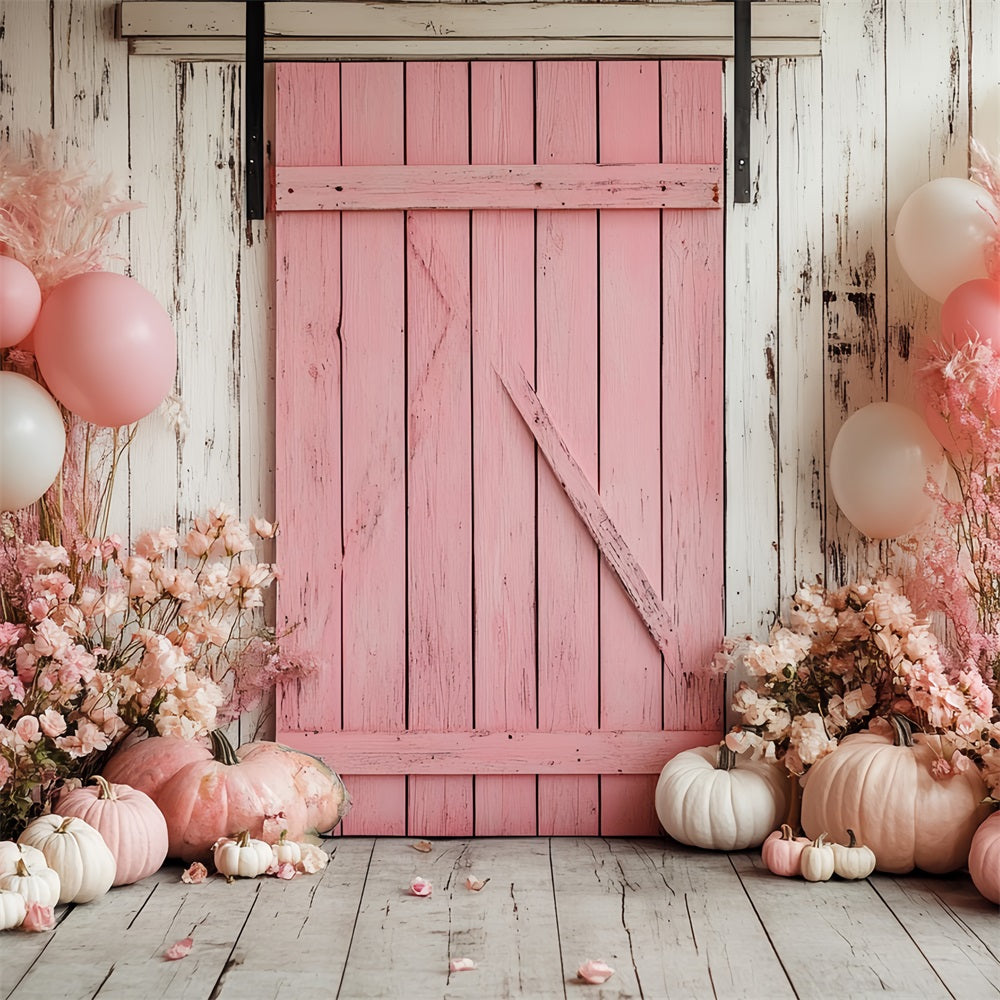 Barn Photo Backdrop Pastel Pumpkin Floral Backdrop UK CSH4-222