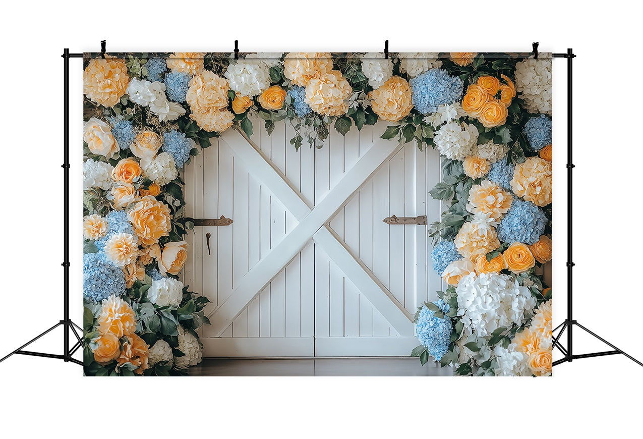Barn Door Backdrops Flowers Door Decor Backdrop UK CSH4-228